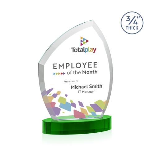 Recognition Awards - Crystal Awards - Daltry VividPrint&trade; Award on Alberton Base - Green
