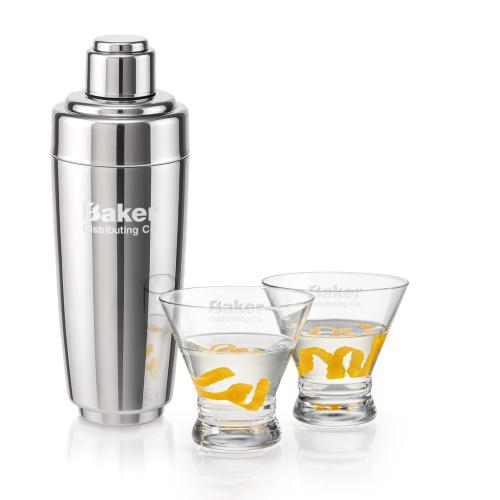 Corporate Gifts - Barware - Glasses Sets - Pescara Shaker & Rideau Martini Set