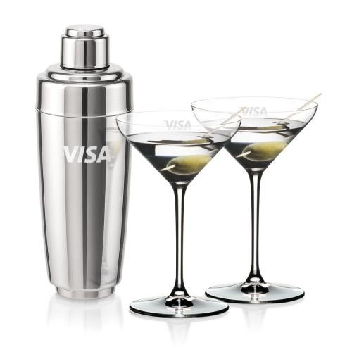 Corporate Gifts - Barware - Glasses Sets - Pescara Shaker & RIEDEL Martini Set