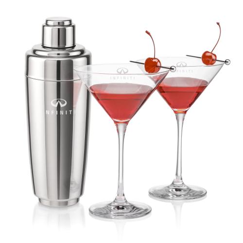 Corporate Gifts - Barware - Glasses Sets - Pescara Shaker & Santiago Martini Set