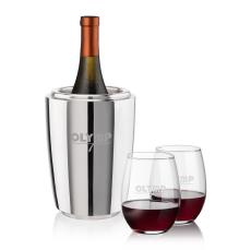 Pescara Wine Cooler & Stanford Stemless Wine Set - Barware Gift Sets