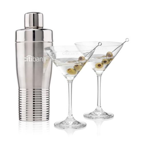 Corporate Gifts - Barware - Glasses Sets - Genoa Shaker & Burlington Martini Set