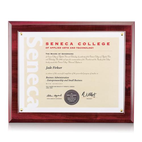 Plaque Awards - Certificate Frames - Walcourt Certificate Holder - Plexiglass