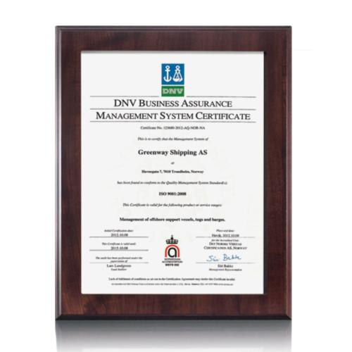 Plaque Awards - Certificate Frames - Dovercourt Cretificate Frame