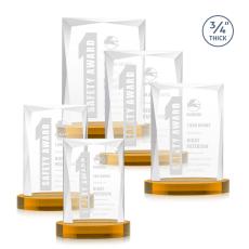 Messina Award on Alberton Base - Amber - Yellow Crystal Awards