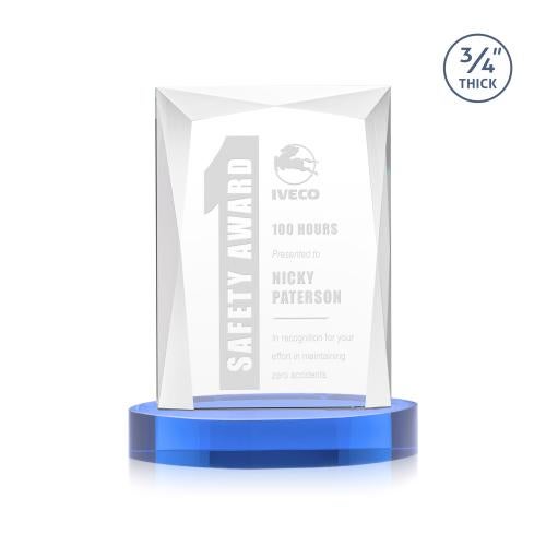 Recognition Awards - Crystal Awards - Messina Award on Alberton Base - Sky Blue