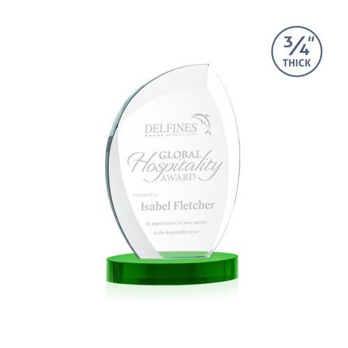 Recognition Awards - Crystal Awards - Wichita Award on Alberton Base - Green