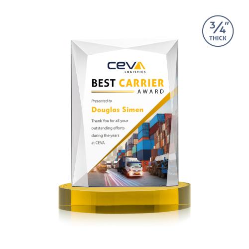 Recognition Awards - Crystal Awards - Messina VividPrint&trade; Award on Alberton Base - Gold