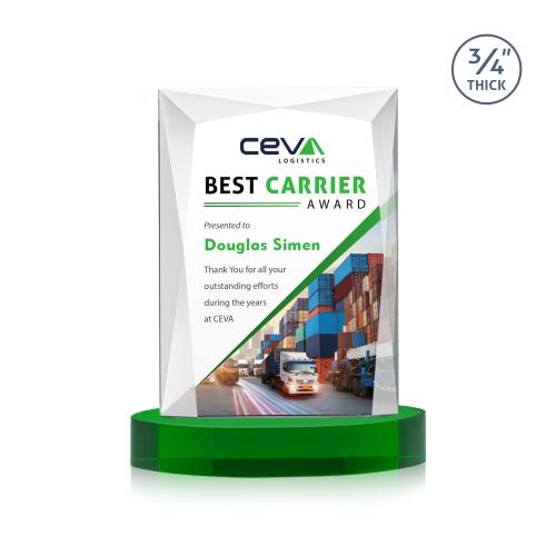 Recognition Awards - Crystal Awards - Messina VividPrint&trade; Award on Alberton Base - Green