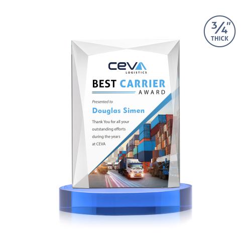 Recognition Awards - Crystal Awards - Messina VividPrint&trade; Award on Alberton Base - Sky Blue