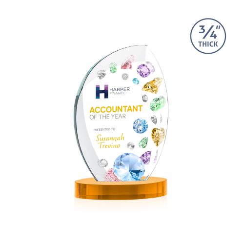 Recognition Awards - Crystal Awards - Wichita VividPrint&trade; Award on Alberton Base - Amber