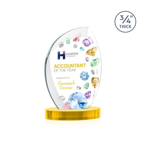 Recognition Awards - Crystal Awards - Wichita VividPrint&trade; Award on Alberton Base - Gold