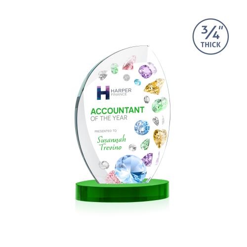 Recognition Awards - Crystal Awards - Wichita VividPrint&trade; Award on Alberton Base - Green