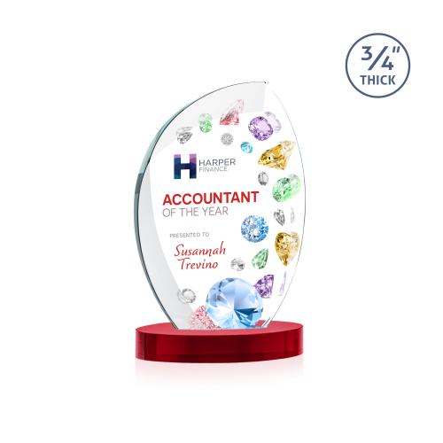 Recognition Awards - Crystal Awards - Wichita VividPrint&trade; Award on Alberton Base - Red