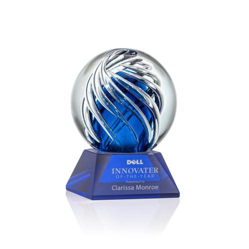 Recognition Awards - Glass Awards - Art Glass Awards - Genista Award on Sheffield Base - Blue