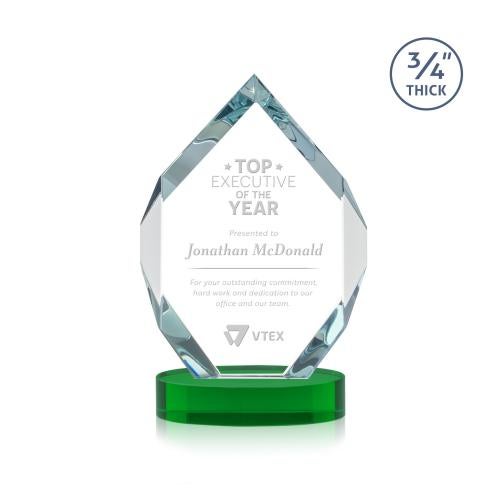 Recognition Awards - Crystal Awards - Royal Diamond Award on Alberton Base - Green