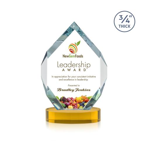 Recognition Awards - Crystal Awards - Royal Diamond VividPrint&trade; Award on Alberton Base - Amber