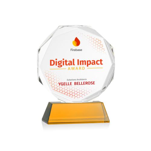 Recognition Awards - Crystal Awards - Acadian VividPrint&trade; Award on Newhaven Base - Amber