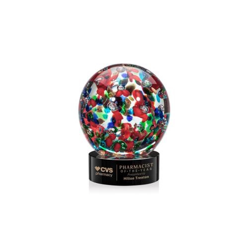 Recognition Awards - Glass Awards - Art Glass Awards - Fantasia Award on Stanrich Base - Black