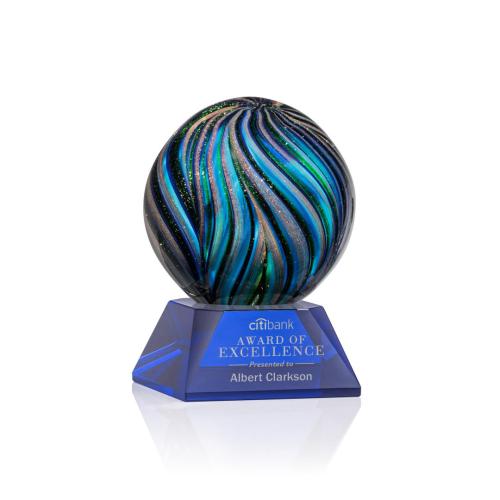 Recognition Awards - Glass Awards - Art Glass Awards - Malton Award on Sheffield Base - Blue
