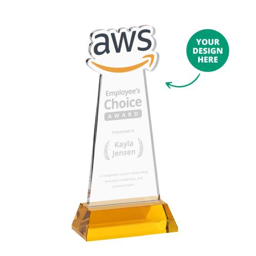 Recognition Awards - Crystal Awards - EdgeCraft Award on Hartford Base - Amber (via Air)