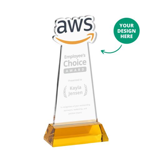 Recognition Awards - Crystal Awards - EdgeCraft Award on Hartford Base - Amber (via Air)