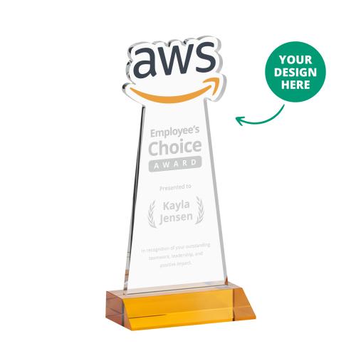 Recognition Awards - Crystal Awards - EdgeCraft Award on Mitered Base - Amber (via Air)