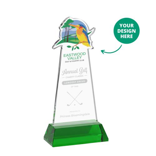 Recognition Awards - Crystal Awards - EdgeCraft Award on Hartford Base - Green (via Ocean)