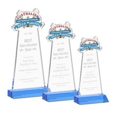 EdgeCraft Award on Mitered Base - Sky Blue (via Ocean) - Crystal Awards