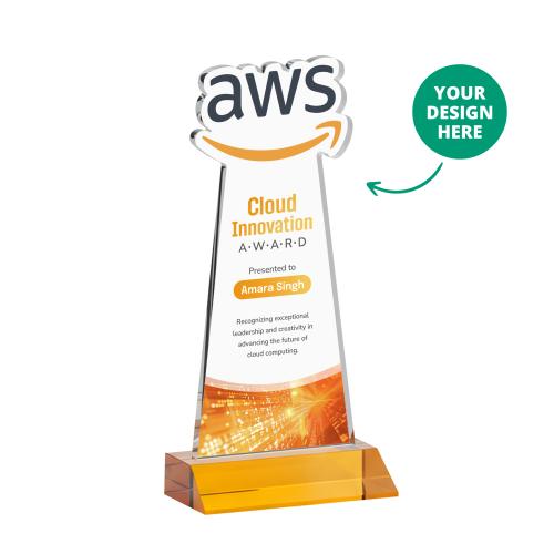 Recognition Awards - Crystal Awards - EdgeCraft VividPrint&trade; on Mitered Base-Amber (via Air)