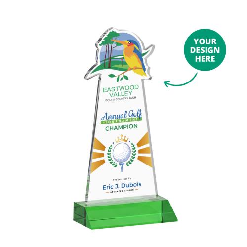 Recognition Awards - Crystal Awards - EdgeCraft VividPrint&trade; on Mitered Base-Green (via Air)