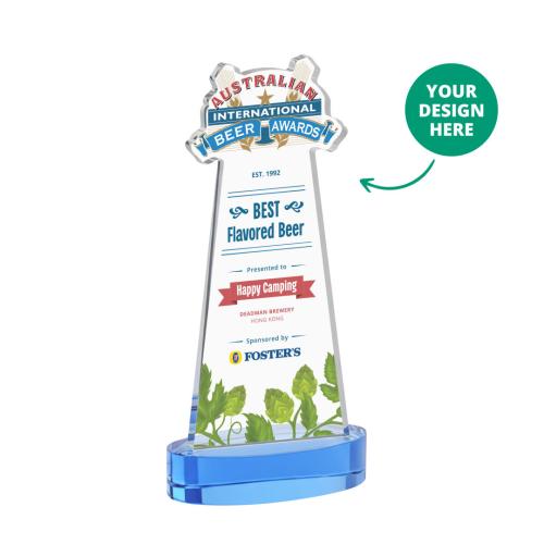 Recognition Awards - Crystal Awards - EdgeCraft VividPrint&trade; on Alberton Base-Sky Blue (via Ocean)