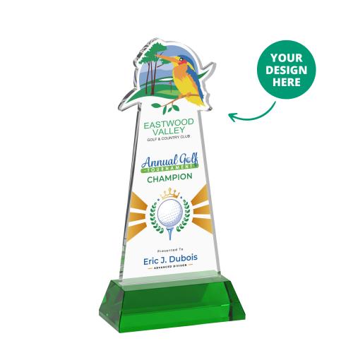 Recognition Awards - Crystal Awards - EdgeCraft VividPrint&trade; on Hartford Base-Green (via Ocean)