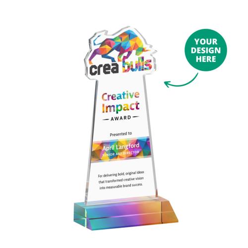 Recognition Awards - Crystal Awards - EdgeCraft VividPrint&trade; on Mitered Base-Prismatic (Ocean)