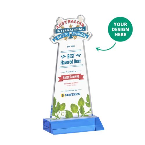 Recognition Awards - Crystal Awards - EdgeCraft VividPrint&trade; on Mitered Base-Sky Blue (Ocean)