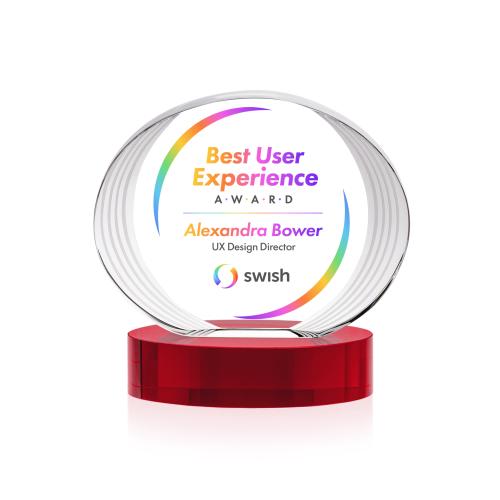 Recognition Awards - Crystal Awards - Sheraton VividPrint&trade; Award on Base - Red