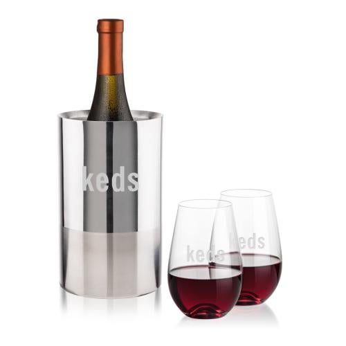 Corporate Gifts - Barware - Wine & Champagne - Wine Coolers - Catania Wine Cooler & Boston Stemless Wine Set