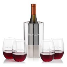 Catania Wine Cooler & Carlita Stemless Wine Set - Barware Gift Sets