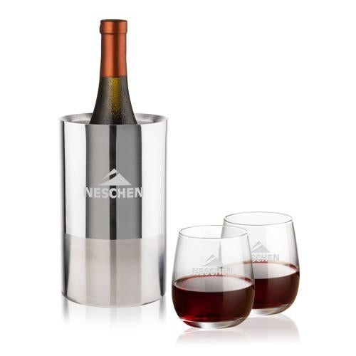 Corporate Gifts - Barware - Wine & Champagne - Wine Coolers - Catania Wine Cooler & Crestview Stemless Wine Set