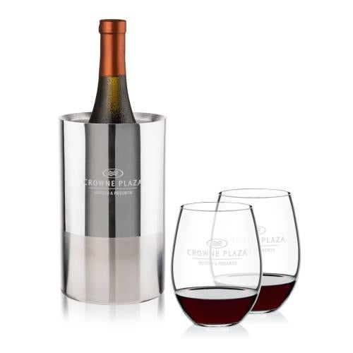 Corporate Gifts - Barware - Wine & Champagne - Wine Coolers - Catania Wine Cooler & RIEDEL Stemless Wine Set