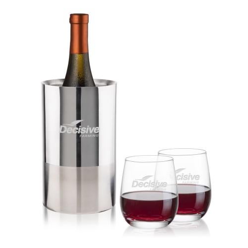 Corporate Gifts - Barware - Wine & Champagne - Wine Coolers - Catania Wine Cooler & Salem Stemless Wine Set