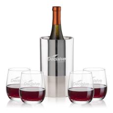 Catania Wine Cooler & Salem Stemless Wine Set - Barware Gift Sets