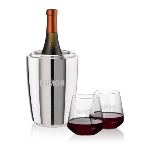 Corporate Gifts - Barware - Wine & Champagne - Wine Coolers - Pescara Wine Cooler & Cannes Stemless Wine Set