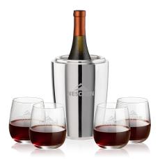 Pescara Wine Cooler & Crestview Stemless Wine Set - Barware Gift Sets