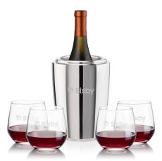 Pescara Wine Cooler & Garland Stemless Wine Set - Barware Gift Sets
