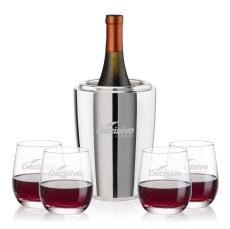Pescara Wine Cooler & Salem Stemless Wine Set - Barware Gift Sets