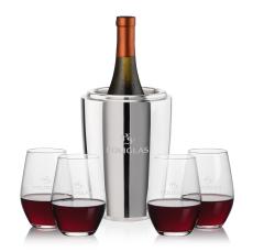 Pescara Wine Cooler & Vale Stemless Wine Set - Barware Gift Sets