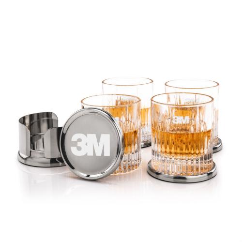 Corporate Gifts - Barware - Glasses Sets - Baldoni Coasters & Caldari On-the-Rocks Set