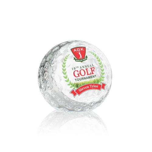 Recognition Awards - Crystal Awards - Crystal Paperweights - Golf Ball VividPrint&trade; Paperweight