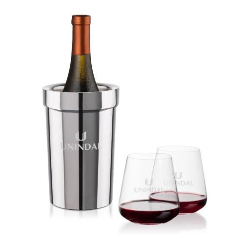 Corporate Gifts - Barware - Wine & Champagne - Wine Coolers - Milano Wine Cooler & Breckland Stemless Wine Set